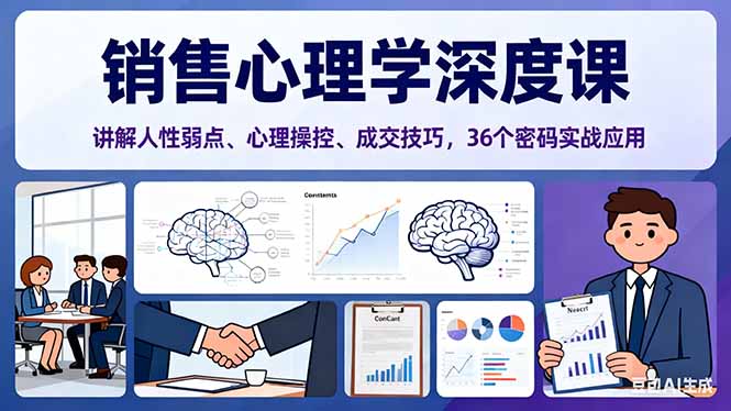 销售心理学深度课，讲解人性弱点、心理操控、成交技巧，36个密码实战应用-星辰网创 - 网创副业项目资源站