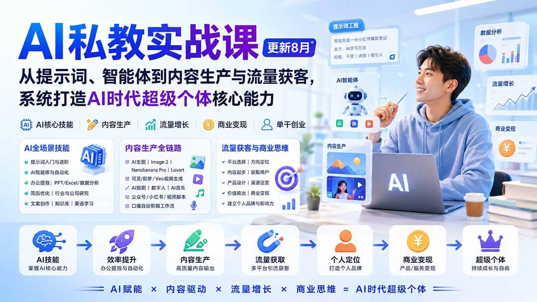 (20149期)AI私教实战课-更新8月:从提示词、智能体到内容生产与流量获客,系统打造AI时代超级个体核心能力-星辰网创 - 网创副业项目资源站