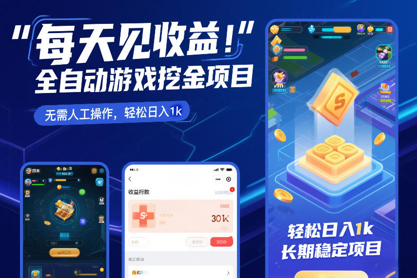 每天见收益,全自动游戏挖金项目,无需人工操作,轻松日入1k,长期稳定项目【揭秘】-星辰网创 - 网创副业项目资源站