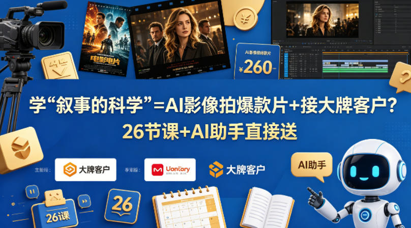 学《叙事的科学》=AI影像拍爆款片+接大牌客户?26节课+AI助手直接送【原创双语字幕】-星辰网创 - 网创副业项目资源站