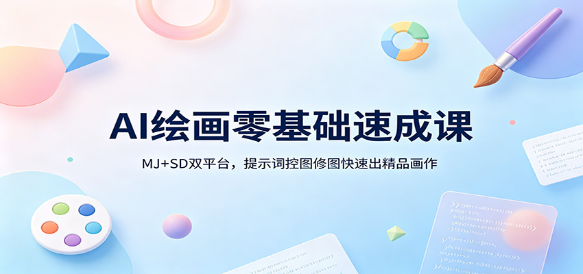 AI绘画零基础速成课：MJ+SD双平台，提示词控图修图快速出精品画作 - 星辰网创 - 网创副业项目资源站-星辰网创 - 网创副业项目资源站