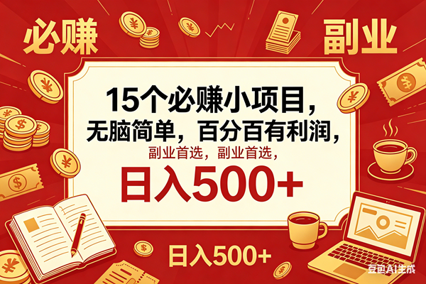 (18390期)15个必赚钱的小项目,百分百赚米,无脑简单,副业首选,日入600+-星辰网创 - 网创副业项目资源站