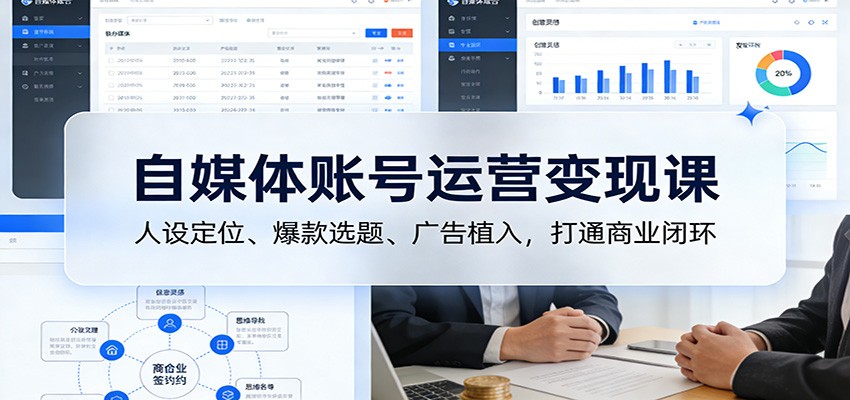 自媒体账号运营变现课：人设定位、爆款选题、广告植入，打通商业闭环 - 星辰网创 - 网创副业项目资源站-星辰网创 - 网创副业项目资源站