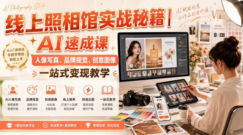 线上照相馆实战秘籍|AI速成课,人像写真、品牌视觉、创意图像一站式变现教学-星辰网创 - 网创副业项目资源站