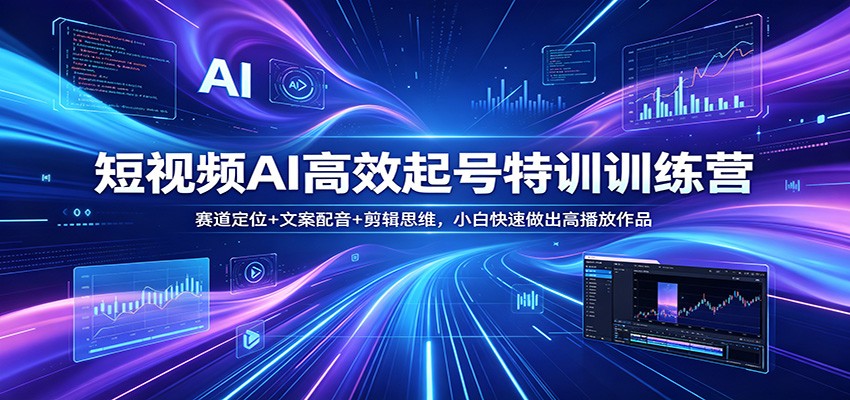 短视频AI高效起号特训训练营：赛道定位+文案配音+剪辑思维，小白快速做出高播放作品 - 星辰网创 - 网创副业项目资源站-星辰网创 - 网创副业项目资源站