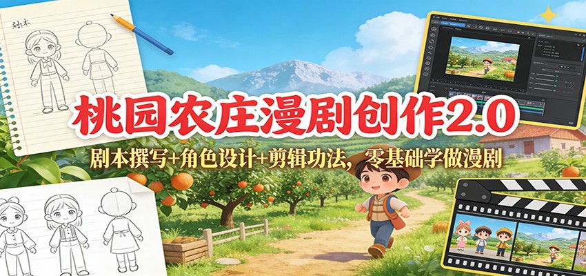 桃园农庄漫剧创作2.0：剧本撰写+角色设计+剪辑功法，零基础学做漫剧 - 星辰网创 - 网创副业项目资源站-星辰网创 - 网创副业项目资源站