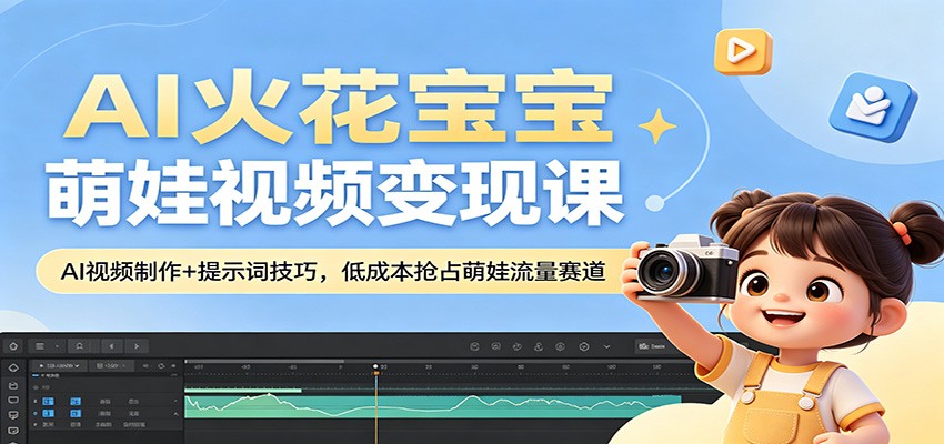 AI火花宝宝萌娃视频变现课：AI视频制作+提示词技巧，低成本抢占萌娃流量赛道 - 星辰网创 - 网创副业项目资源站-星辰网创 - 网创副业项目资源站