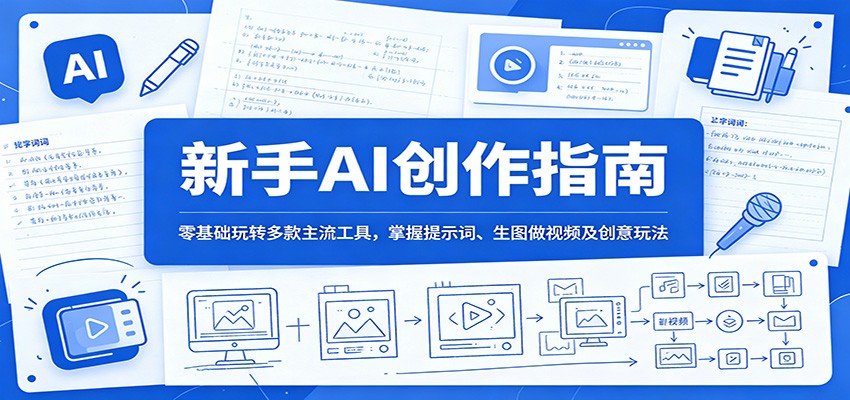 新手AI创作指南：零基础玩转多款主流工具，掌握提示词、生图做视频及创意玩法 - 星辰网创 - 网创副业项目资源站-星辰网创 - 网创副业项目资源站