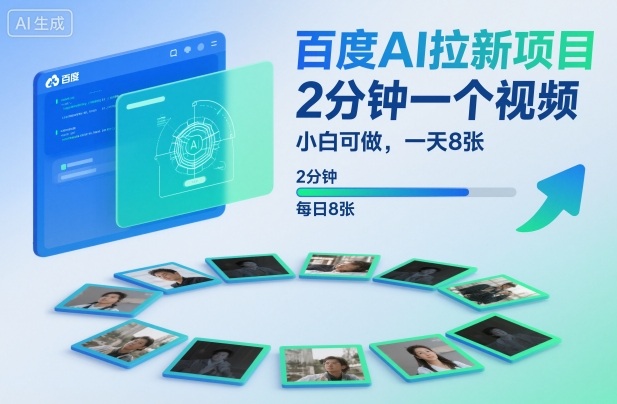 百度AI拉新项目,2分钟一个视频,小白可做,一天8张【附案例+保姆级教程】