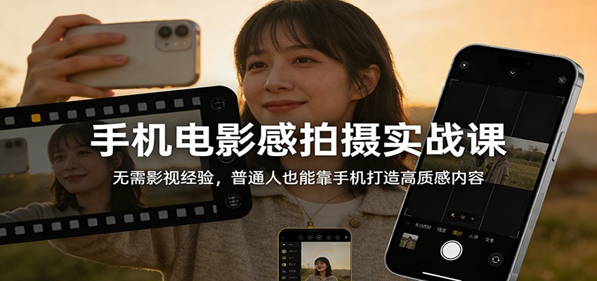 手机电影感拍摄实战课：无需影视经验，普通人也能靠手机打造高质感内容 - 星辰网创 - 网创副业项目资源站-星辰网创 - 网创副业项目资源站