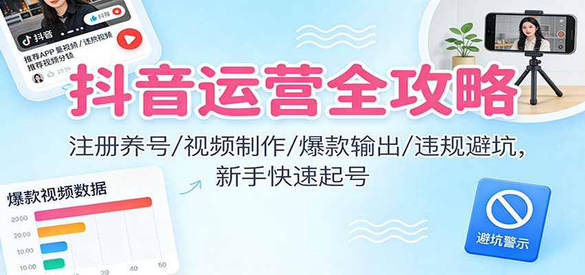 抖音运营全攻略：注册养号/视频制作/爆款输出/违规避坑，新手快速起号 - 星辰网创 - 网创副业项目资源站-星辰网创 - 网创副业项目资源站
