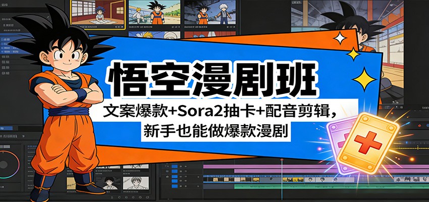 悟空漫剧班：文案爆款+Sora2抽卡+配音剪辑，新手也能做爆款漫剧 - 星辰网创 - 网创副业项目资源站-星辰网创 - 网创副业项目资源站