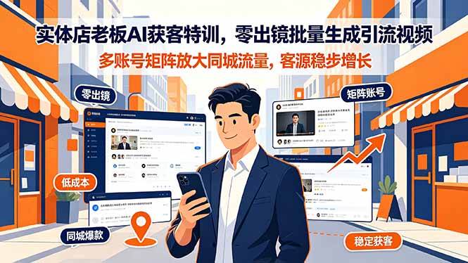 （19234期）实体店老板AI获客特训，零出镜批量生成引流视频，多账号矩阵放大同城流量，客源稳步增长 - 星辰网创 - 网创副业项目资源站-星辰网创 - 网创副业项目资源站