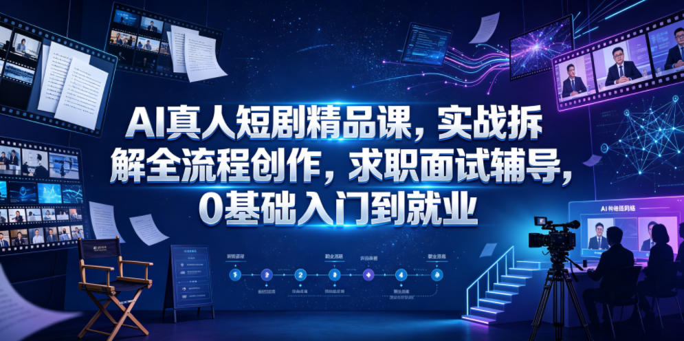 AI真人短剧精品课,实战拆解全流程创作,求职面试辅导,0基础入门到就业-星辰网创 - 网创副业项目资源站