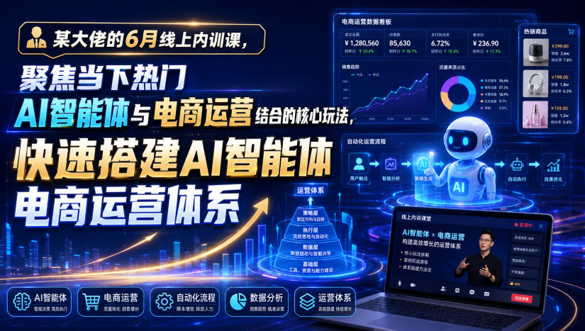 某大佬的6月线上内训课,聚焦当下热门AI智能体与电商运营结合的核心玩法,快速搭建AI智能体电商运营体系-星辰网创 - 网创副业项目资源站