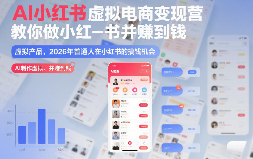AI小红书虚拟电商变现营,教你做小红书并賺到钱,虚拟产品,2026年普通人在小红书的搞钱机会(更新中)-星辰网创 - 网创副业项目资源站