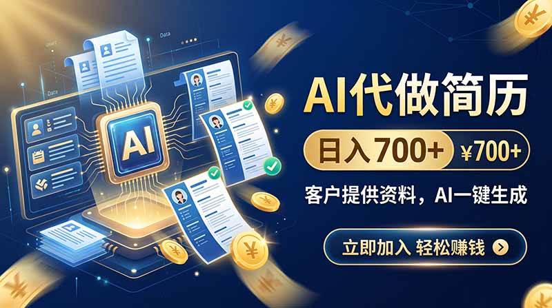 (20189期)AI代做简历,日入700+,客户提供资料,AI一键生成-星辰网创 - 网创副业项目资源站