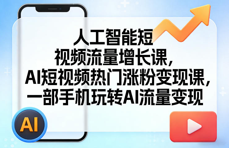 人工智能短视频流量增长课，AI短视频热门涨粉变现课，一部手机玩转AI流量变现 - 星辰网创 - 网创副业项目资源站-星辰网创 - 网创副业项目资源站