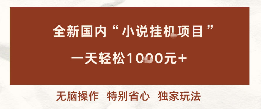 全新国内小说挂G项目,多窗口无脑跑,一天轻松1k+,特别省心【揭秘】