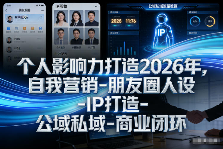 个人影响力打造2026年,自我营销-朋友圈人设-IP打造-公域私域-商业闭环-星辰网创 - 网创副业项目资源站