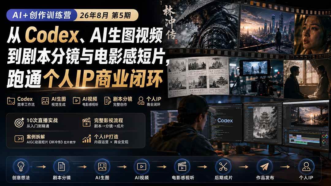 (20259期)AI+创作训练营26年第5期-更新:从Codex、AI生图视频到剧本分镜与电影感短片,跑通个人IP商业闭环-星辰网创 - 网创副业项目资源站