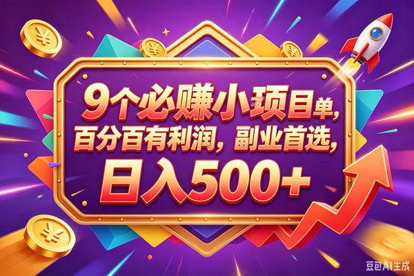 （18462期）9个必赚钱的小项目，百分百赚米，无脑简单，副业首选，日入380+ - 星辰网创 - 网创副业项目资源站-星辰网创 - 网创副业项目资源站