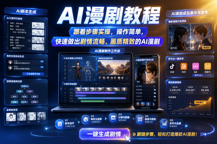 AI漫剧教程,跟着步骤实操,操作简单,快速做出剧情流畅、画质精致的AI漫剧-星辰网创 - 网创副业项目资源站