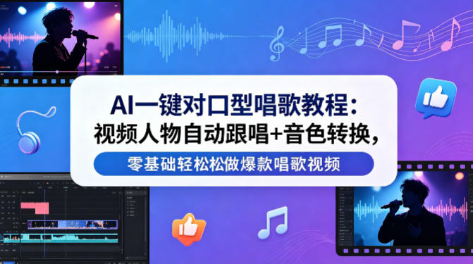 AI一键对口型唱歌教程:视频人物自动跟唱+音色转换,零基础轻松做爆款唱歌视频-星辰网创 - 网创副业项目资源站