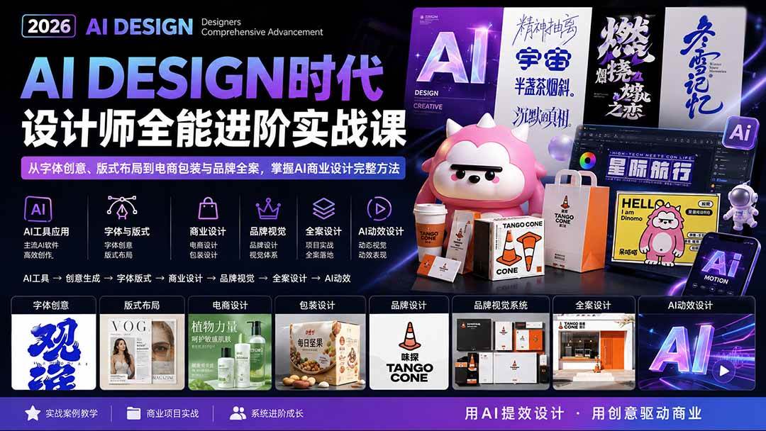 （20195期）2026AI DESIGN时代设计师全能进阶实战课：从字体创意、版式布局到电商包装与品牌全案，掌握AI商业设计完整方法-星辰网创 - 网创副业项目资源站