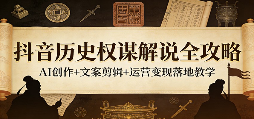 抖音历史权谋解说全攻略：AI创作+文案剪辑+运营变现落地教学 - 星辰网创 - 网创副业项目资源站-星辰网创 - 网创副业项目资源站