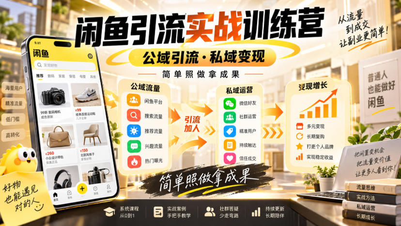 闲鱼引流实战训练营,公域引流·私域变现,简单照做拿成果-星辰网创 - 网创副业项目资源站