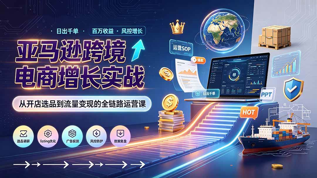 (19308期)亚马逊0-1孵化特训营8期:从注册风控到稳定日出千单实战,规避审核封店风险,标准化执行流程落地-星辰网创 - 网创副业项目资源站