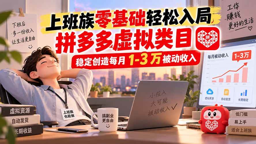 (20250期)上班族零基础轻松入局,拼多多虚拟类目,稳定创造每月 1-3 万被动收入-星辰网创 - 网创副业项目资源站