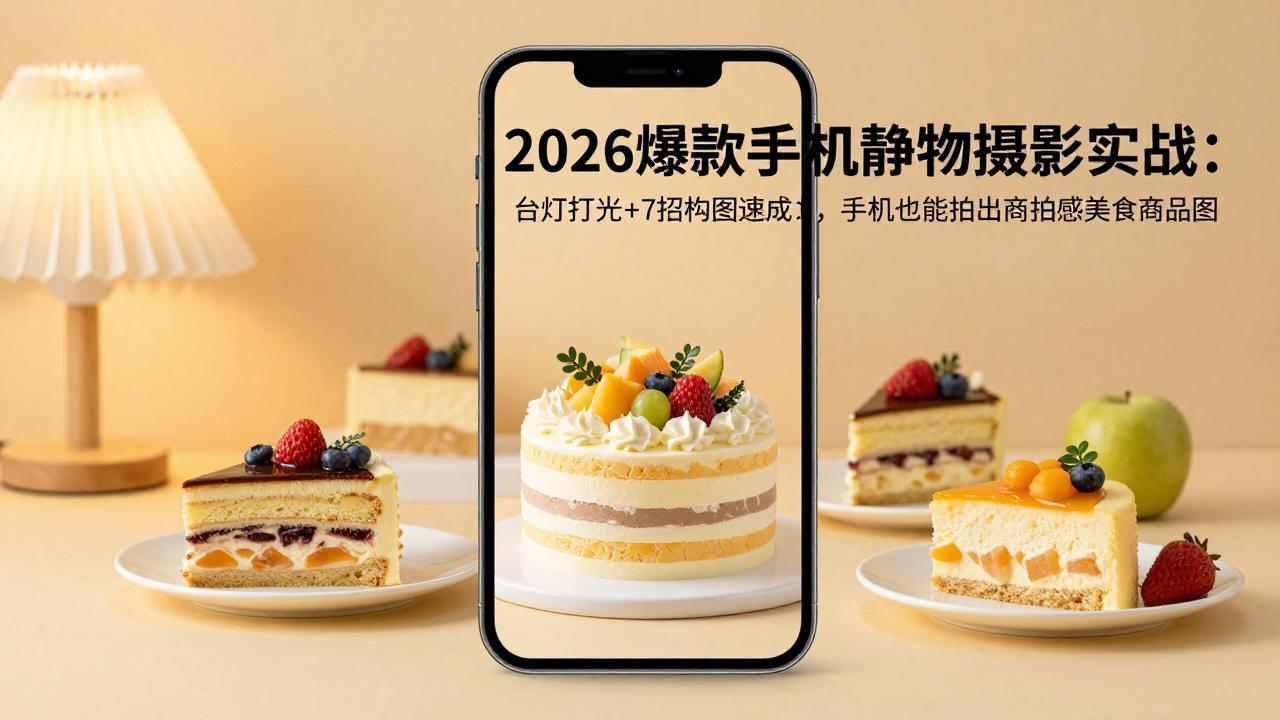 2026爆款手机静物摄影实战：台灯打光+7招构图速成，手机也能拍出商拍感美食商品图-星辰网创 - 网创副业项目资源站
