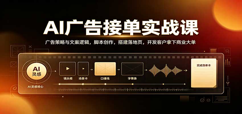 AI广告接单实战:广告策略与文案逻辑,脚本创作,搭建落地页,开发客户拿下商业大单-星辰网创 - 网创副业项目资源站