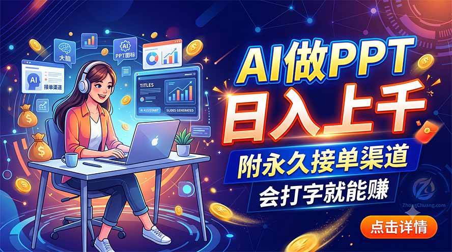 (19644期)AI做PPT日入上千,附永久接单渠道,会打字就能赚-星辰网创 - 网创副业项目资源站