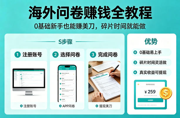 海外问卷賺钱全教程，0基础新手也能賺美刀，碎片时间就能做 - 星辰网创 - 网创副业项目资源站-星辰网创 - 网创副业项目资源站