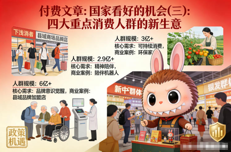 付费文章：国家看好的机会(三)：四大重点消 费人群的新生意 付费文章：国家看好的机会(二)：六大新消费及其新增量 付费文章：国家看好的机会(一):未来最有前景的13个消费赛道 - 星辰网创 - 网创副业项目资源站-星辰网创 - 网创副业项目资源站