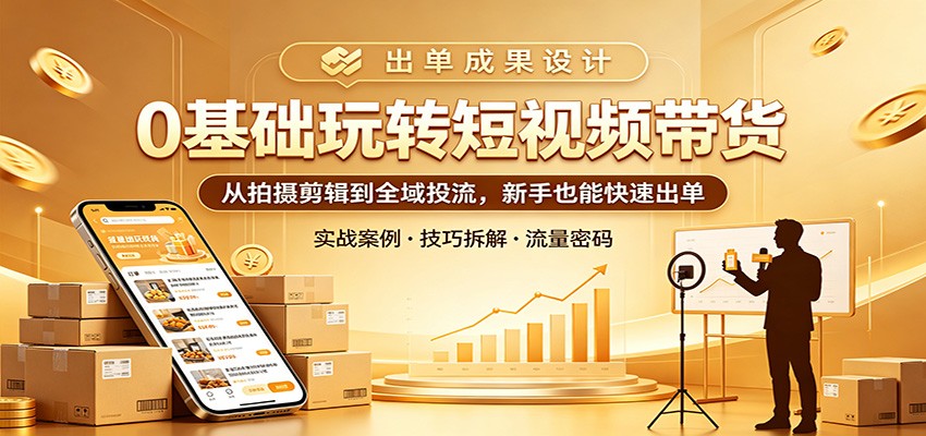 0基础玩转短视频带货：从拍摄剪辑到全域投流，新手也能快速出单 - 星辰网创 - 网创副业项目资源站-星辰网创 - 网创副业项目资源站