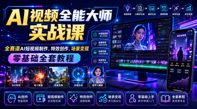 AI视频全能大师实战课|全赛道AI短视频制作、特效创作、场景变现零基础全套教程-星辰网创 - 网创副业项目资源站