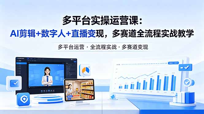 某团队多平台实操运营课-更新26年4月20：AI剪辑+数字人+直播变现，多赛道全流程实战教学 - 星辰网创 - 网创副业项目资源站-星辰网创 - 网创副业项目资源站