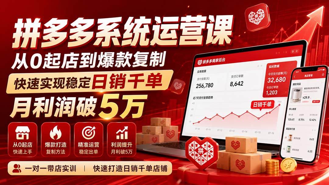(20547期)拼多多系统运营课-无水印(更新9月),从0起店到爆款复制,快速实现稳定日销千单,月利润破5万-星辰网创 - 网创副业项目资源站