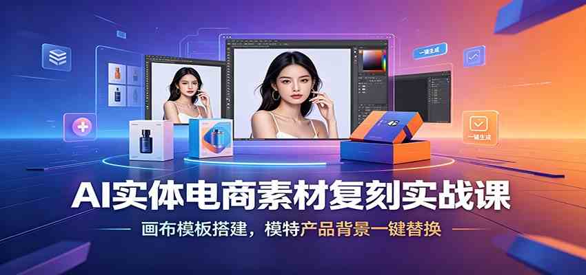 AI实体电商素材复刻实战课：画布模板搭建，模特产品背景一键替换 - 星辰网创 - 网创副业项目资源站-星辰网创 - 网创副业项目资源站