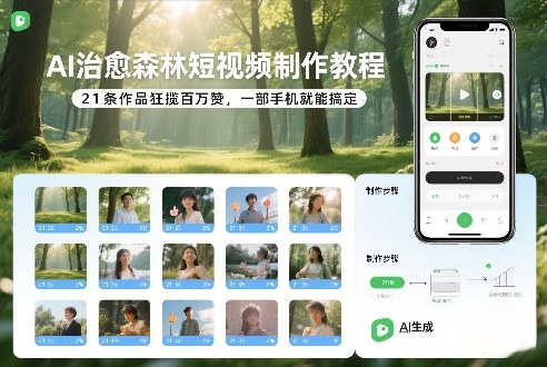 AI治愈森林短视频制作教程,21条作品狂揽百万赞,一部手机就能搞定