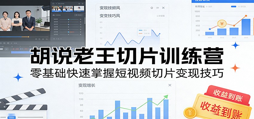 胡说老王切片训练营，零基础快速掌握短视频切片变现技巧 - 星辰网创 - 网创副业项目资源站-星辰网创 - 网创副业项目资源站