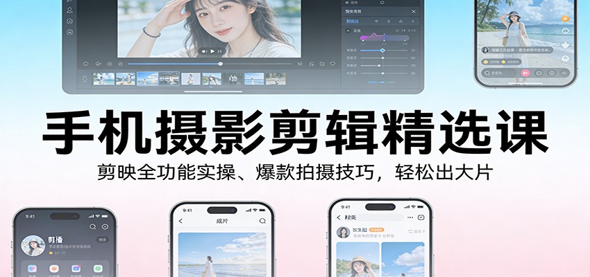 手机摄影剪辑精选课：剪映全功能实操、爆款拍摄技巧，轻松出大片-星辰网创 - 网创副业项目资源站