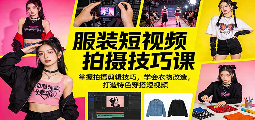 服装短视频拍摄技巧课：掌握拍摄剪辑技巧，学会衣物改造，打造特色穿搭短视频 - 星辰网创 - 网创副业项目资源站-星辰网创 - 网创副业项目资源站