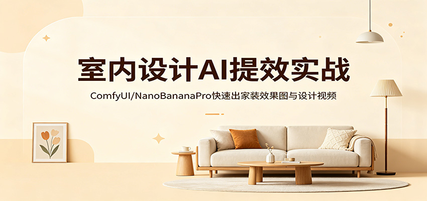 室内设计AI提效实战：ComfyUI/NanoBananaPro快速出家装效果图与设计视频 - 星辰网创 - 网创副业项目资源站-星辰网创 - 网创副业项目资源站