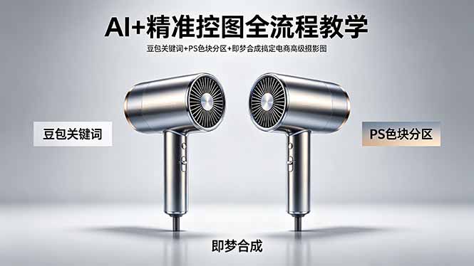 AI+精准控图全流程教学 豆包关键词+PS色块分区+即梦合成搞定电商高级摄影图 - 星辰网创 - 网创副业项目资源站-星辰网创 - 网创副业项目资源站