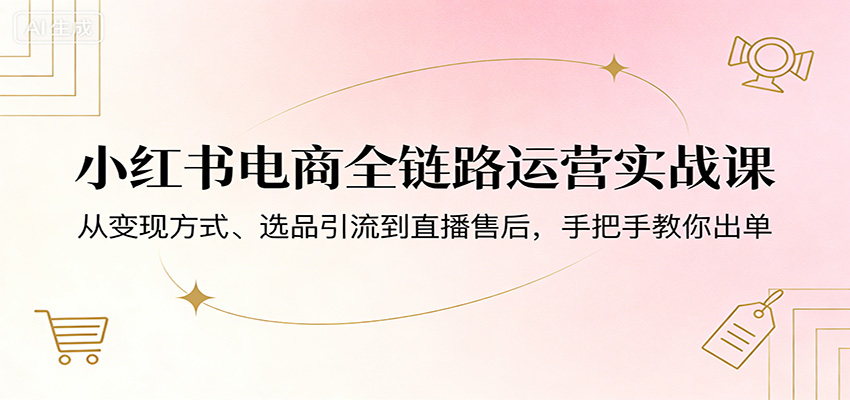 小红书电商全链路运营实战课：从变现方式、选品引流到直播售后，手把手教你出单 - 星辰网创 - 网创副业项目资源站-星辰网创 - 网创副业项目资源站